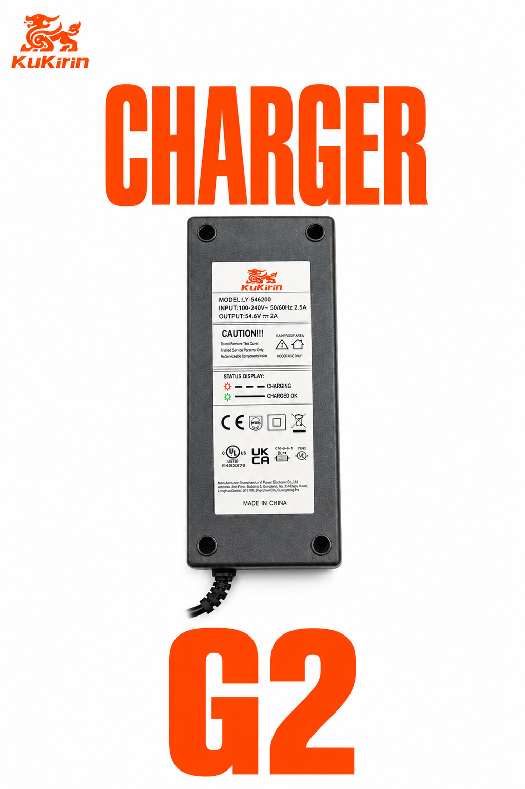 Punjač KuKirin G2 54,6 V 2 A – punjač baterije za električni romobil
