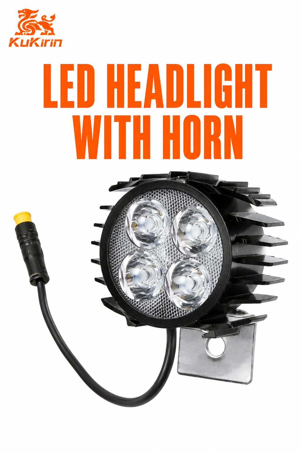 LED Headlight with Horn 12–72V – Version B, 3-Pin Connector