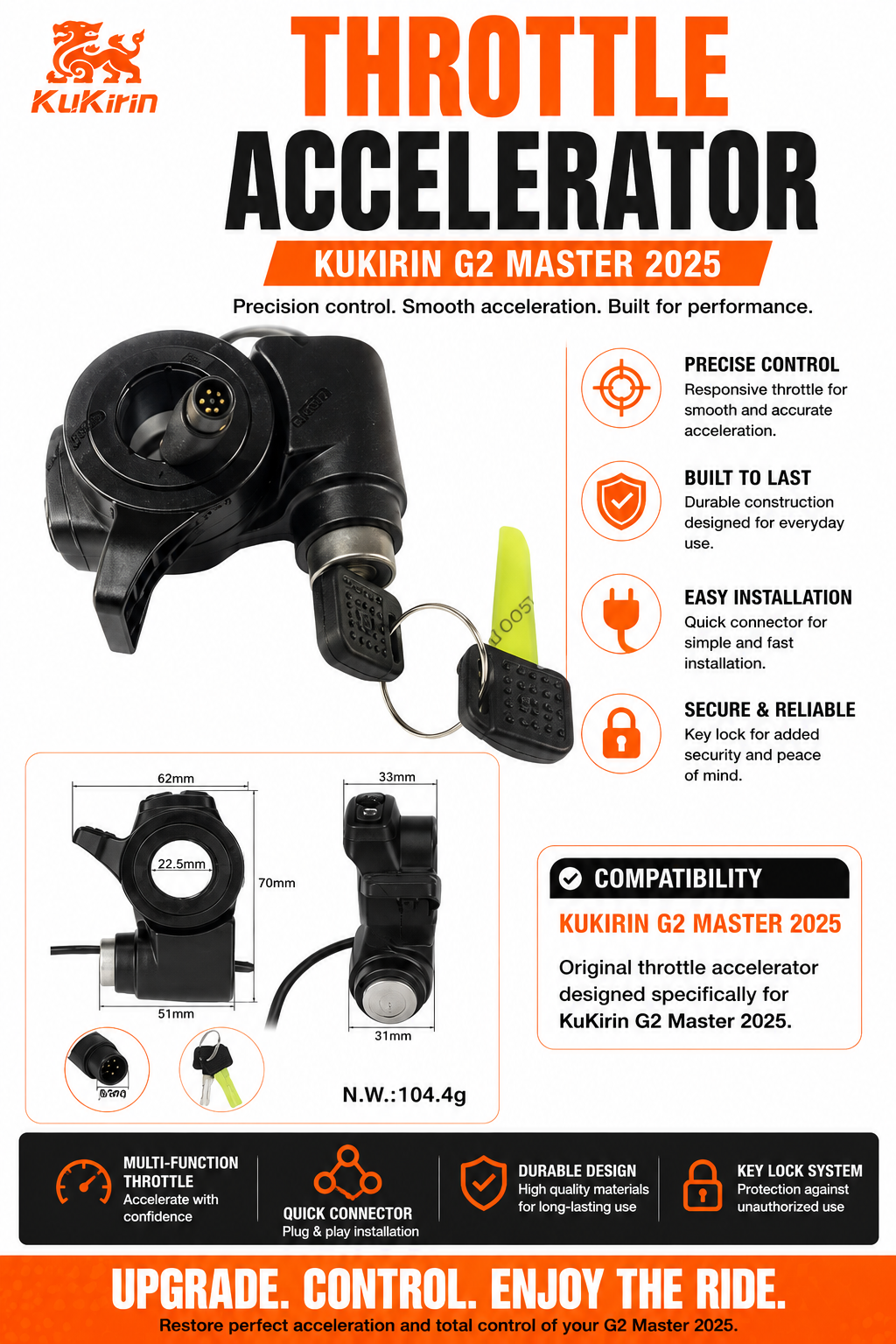 KuKirin G2 Master 2025 Throttle Accelerator with Key Lock