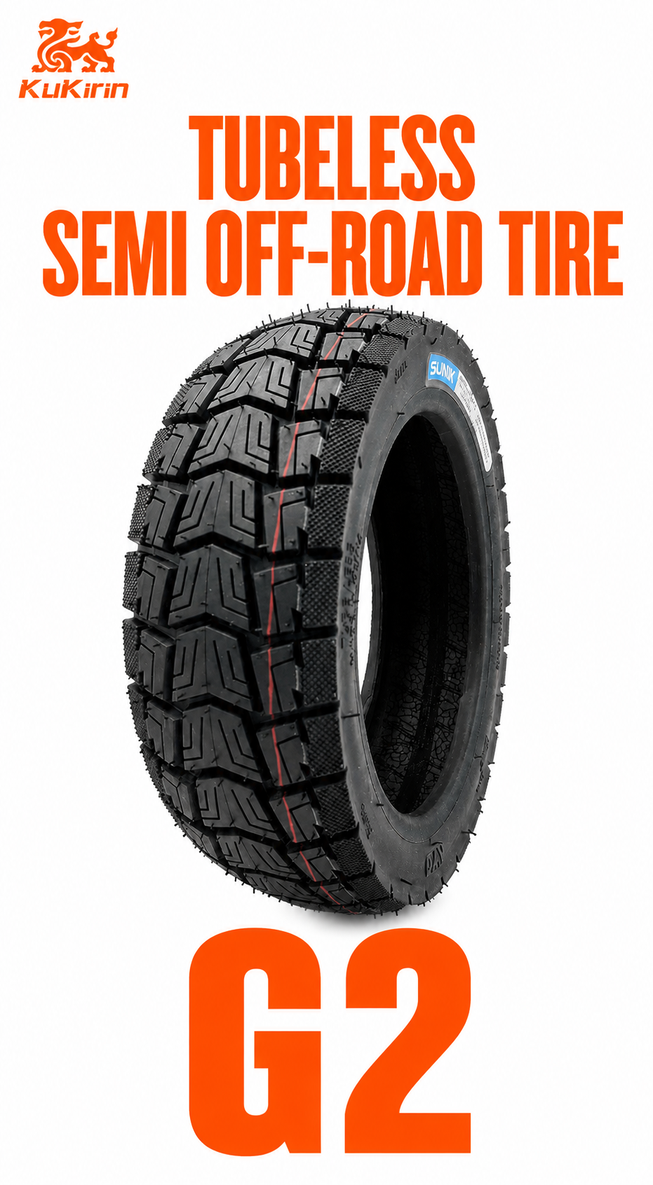 SUNIK 10x2.75-6.5 tömlő nélküli semi off-road gumiabroncs KuKirin G2 típushoz