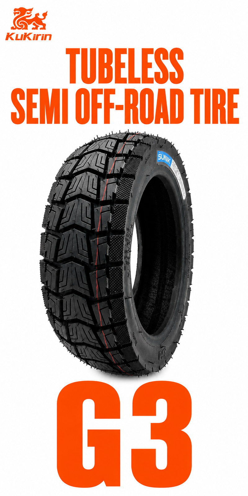 Pneu SUNIK 10x2.75-6.5 tubeless semi todo-o-terreno para KuKirin G3