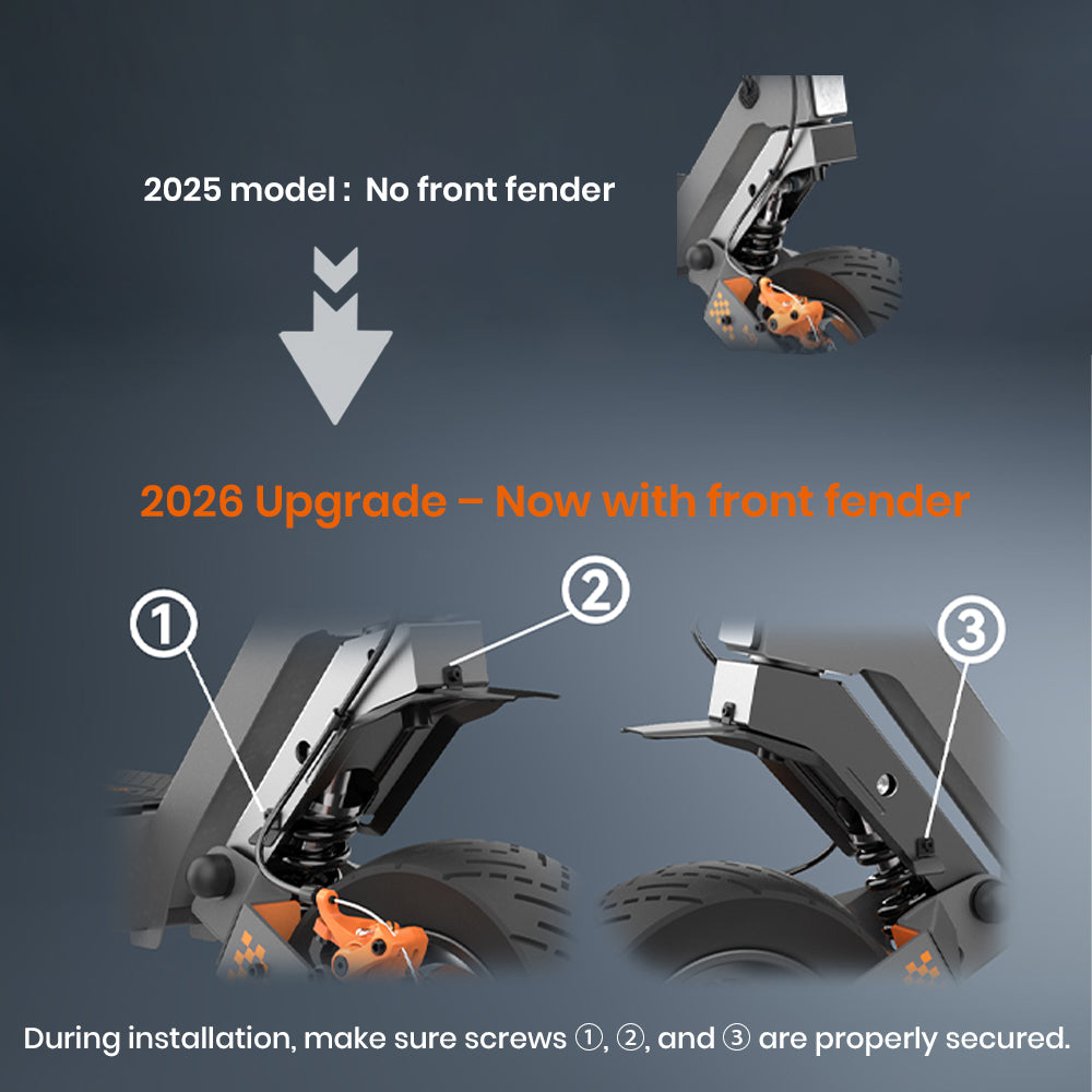 KuKirin G4 2025 and 2026 front-mudguard comparison