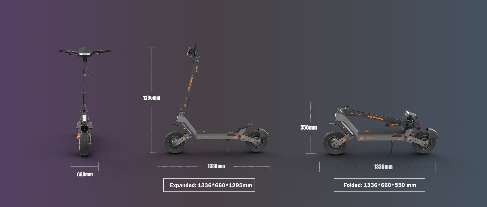 KuKirin G4 folded and unfolded dimensions
