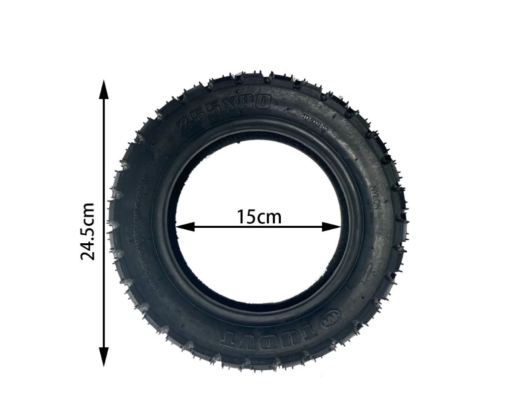 TUOVT 10×3-6 Off-Road Tubeless Tire 80/65-6 (255×80) for Electric Scooter