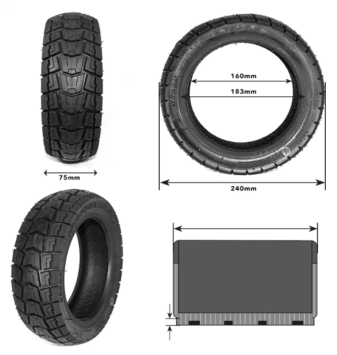 Ελαστικό Xuancheng 10x2.75-6.5 tubeless για KuKirin G2
